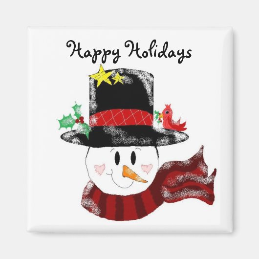 Happy Holidays Snowman Magnet (Vorne)