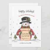 Happy Holidays Snowman Moving Ankündigung (Vorne/Hinten)