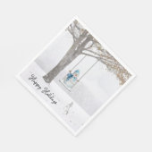 Happy Holidays Snowman on Winter Swing Serviette (Ecke)