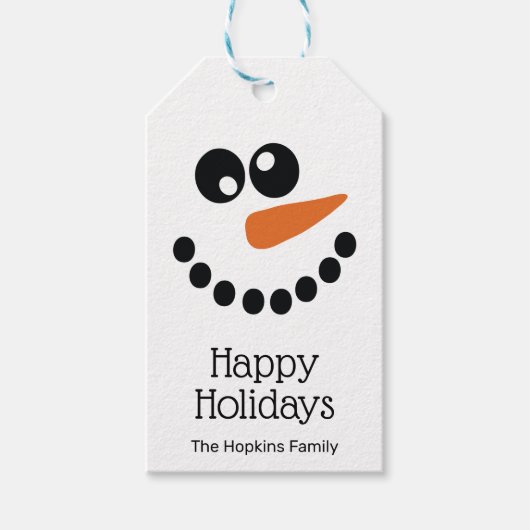 Happy Holidays Snowman Personalisiert Geschenkanhänger (Vorderseite)