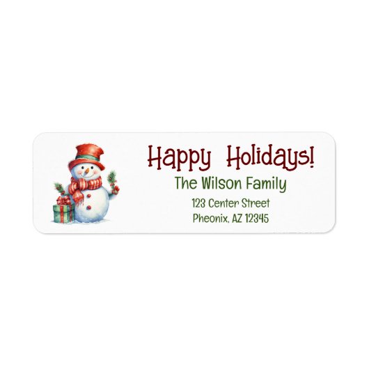 Happy Holidays Snowman Return Address Label (Vorne)