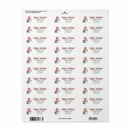 Happy Holidays Snowman Return Address Label (Vorne)