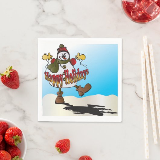 Happy Holidays Snowman Serviette (Beispiel)