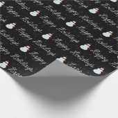 Happy Holidays Snowman und Seiltext auf schwarz Geschenkpapier (Ecke)