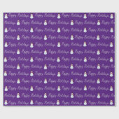 Happy Holidays Snowman und Seiltexte auf lila Geschenkpapier (Flach)