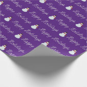 Happy Holidays Snowman und Seiltexte auf lila Geschenkpapier (Ecke)