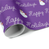 Happy Holidays Snowman und Seiltexte auf lila Geschenkpapier (Rolleneckpunkt)