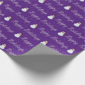 Happy Holidays Snowman und Seiltexte auf lila Geschenkpapier (Ecke)