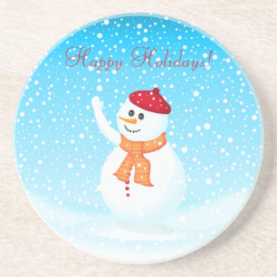 "Happy Holidays" Snowman-Untersetzer Sandstein Untersetzer