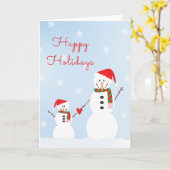 Happy Holidays Snowman Weihnachtsmannmütze Karte (Gelbe Blume)