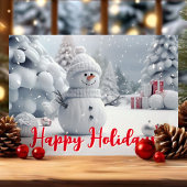 Happy Holidays Snowman Winterlandschaft Feiertagskarte