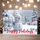 Happy Holidays Snowman Winterlandschaft Feiertagskarte