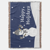Happy Holidays Snowman with mittens Decke (Vorderseite Vertikal)