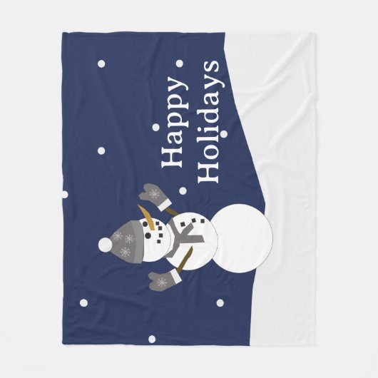 Happy Holidays Snowman with mittens Fleecedecke (Vorderseite)