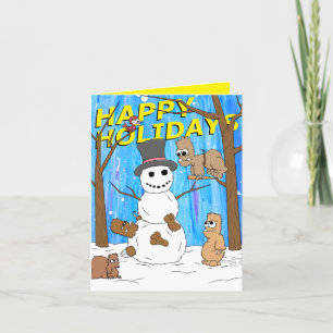 Happy Holidays Snowman Yeti Fun Feiertagskarte