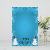 Happy Holidays Snowmen Briefpapier (Stehend Vorderseite)