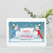 Happy Holidays Snowmen Feiertagskarte (Stehend Vorderseite)