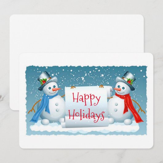 Happy Holidays Snowmen Feiertagskarte (Vorne/Hinten)