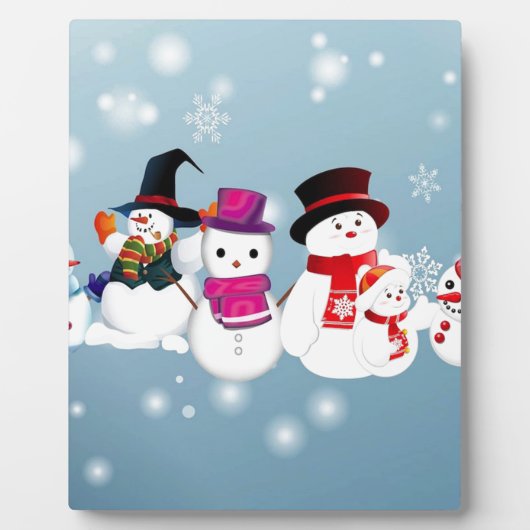 Happy Holidays Snowmen Fotoplatte (Vorderseite)