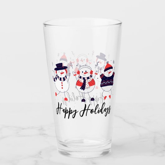 Happy Holidays Snowmen Glas (Vorderseite)
