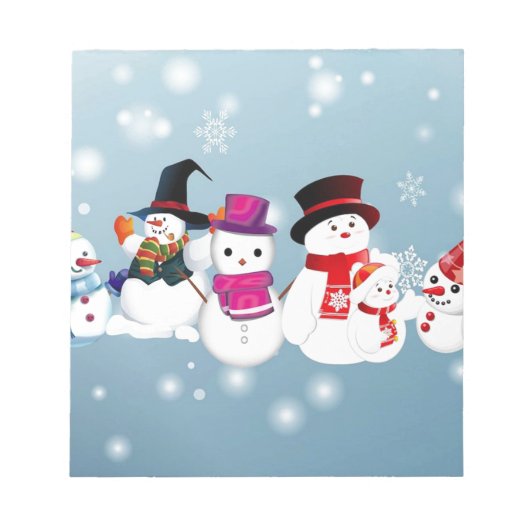 Happy Holidays Snowmen Notizblock (Vorderseite)