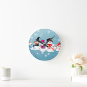 Happy Holidays Snowmen Runde Wanduhr (Zuhause)