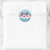 Happy Holidays Snowmen Runder Aufkleber (Tasche)