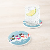 Happy Holidays Snowmen Sandstein Untersetzer (Seite)