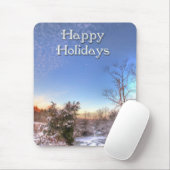 Happy Holidays Snowy Creek Mousepad (Mit Mouse)