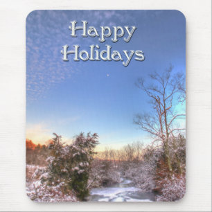 Happy Holidays Snowy Creek Mousepad