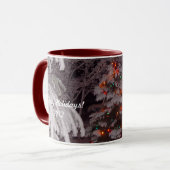 Happy Holidays Snowy Tree Lights Tasse (Vorderseite Links)