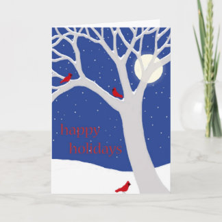 Happy Holidays Snowy Tree mit Kardinal Card Feiertagskarte