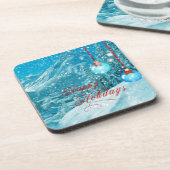 Happy Holidays Snowy Winter Village Untersetzer (Linke Seite)