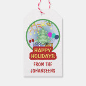 Happy Holidays Spaß farbenfroh kühl und hell Geschenkanhänger (Rückseite)