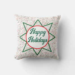 Happy Holidays / Star / Green Red Spritzer Kissen