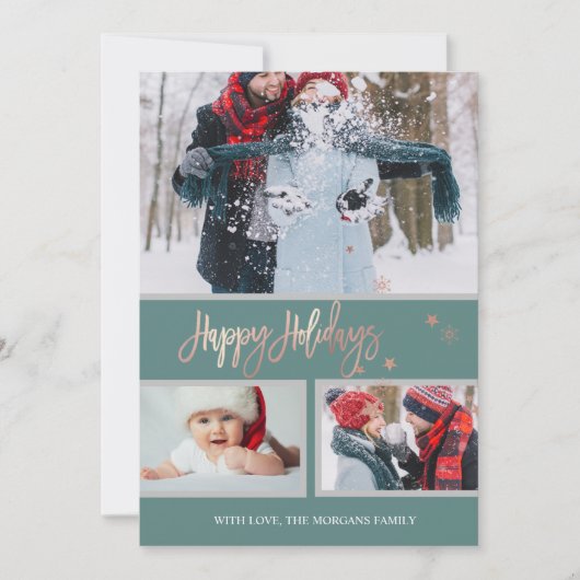 Happy Holidays Stars Frohe Weihnachtsfoto Collage Ankündigung (Vorderseite)