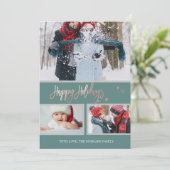 Happy Holidays Stars Frohe Weihnachtsfoto Collage Ankündigung (Stehend Vorderseite)