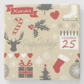Happy Holidays Steinuntersetzer (Vorderseite)