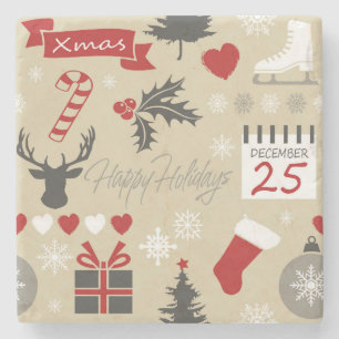 Happy Holidays Steinuntersetzer