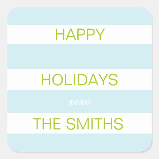 Happy Holidays Sticker (Eisblau und Weiß) (Vorderseite)