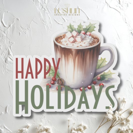 Happy Holidays Sticker - Festive Winter Tasse Desi