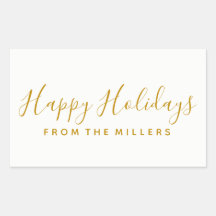 Happy Holidays Sticker Gold Script