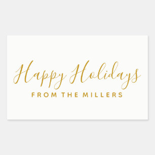 Happy Holidays Sticker Gold Script