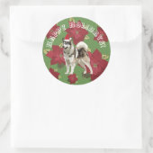 Happy Holidays Sticker, Husky, Blume Runder Aufkleber (Tasche)