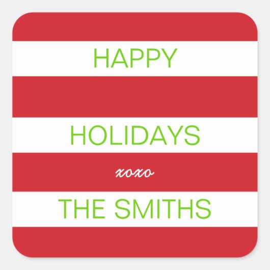 Happy Holidays Sticker (rot und weiß) (Vorderseite)