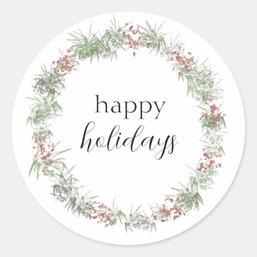 Happy Holidays Sticker | Runde (Vorderseite)
