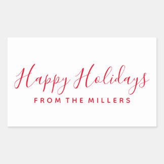Happy Holidays Sticker Script Red Personalisiert