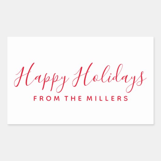 Happy Holidays Sticker Script Red Personalisiert (Vorderseite)