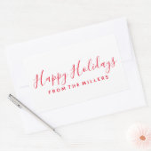 Happy Holidays Sticker Script Red Personalisiert (Umschlag)