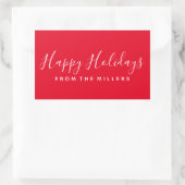 Happy Holidays Sticker Script Red Personalisiert (Tasche)
